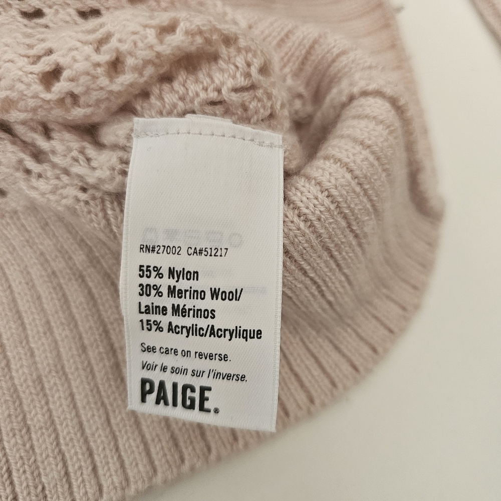 Paige Light Pink Merino Wool Blend Cableknit Sweater Small Lightweight - Picture 7 of 8